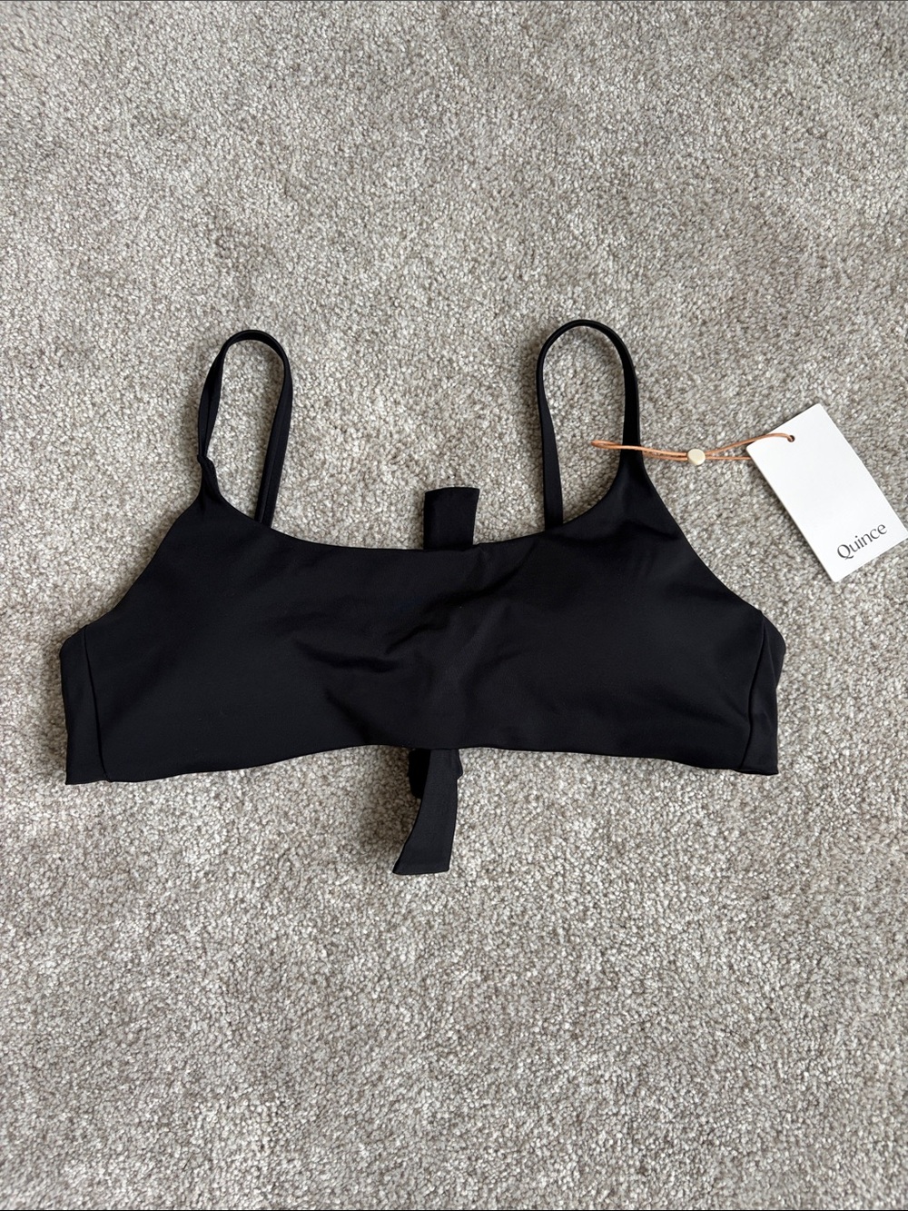 Italian Scoop Neck Bikini Top in Black Large